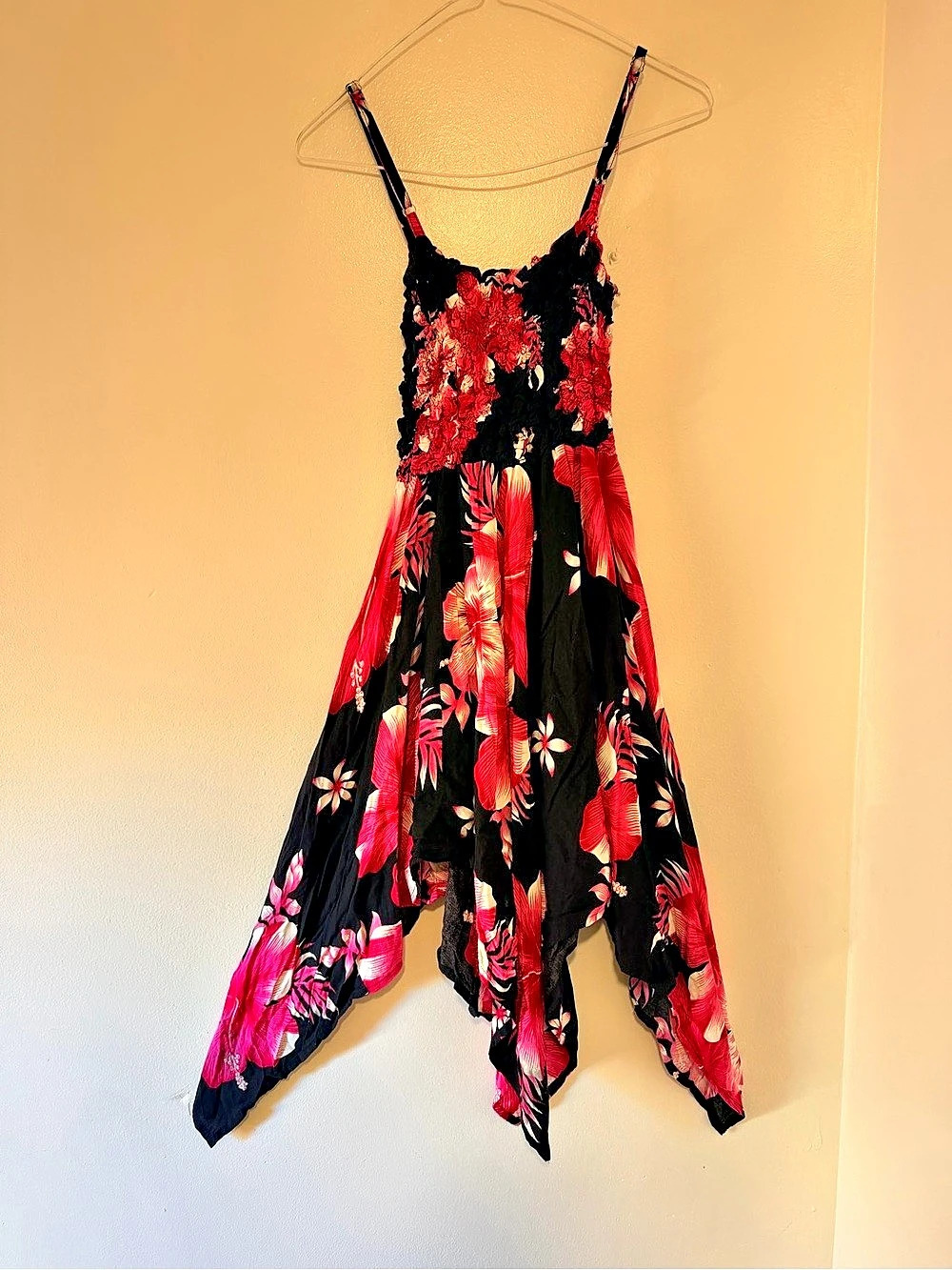 Floral Tropical Maxi Dress in Black & Hot Pink